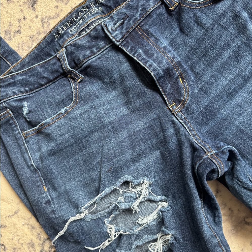 American Eagle Destroyed 360 Super Stretch X4 Dark indigo Jegging Skinny Jeans